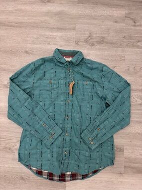 NWT Carbon 2 Cobalt Men's 100% Cotton Made In India Teal Button-Up Shirt Size MT